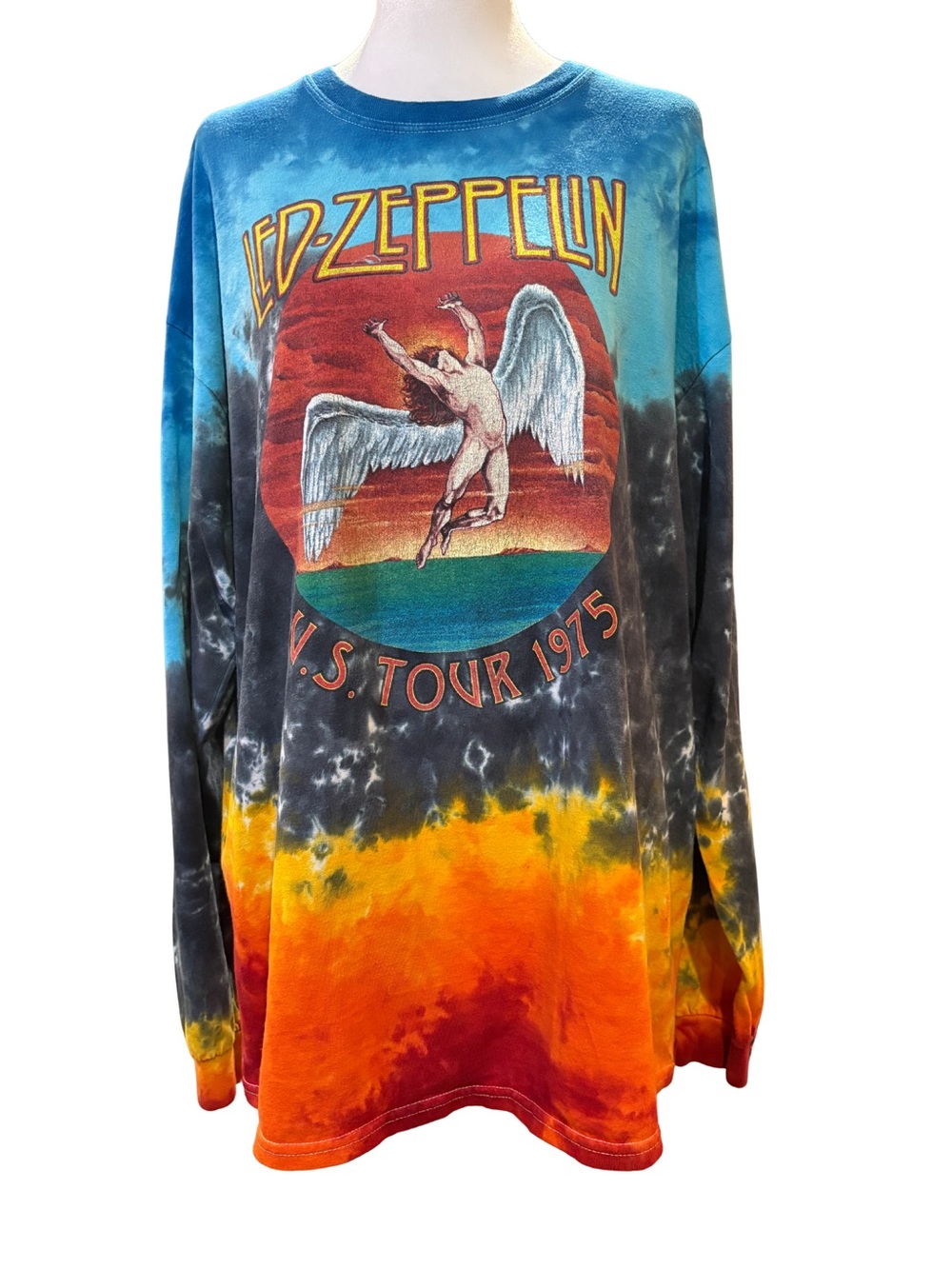 Led Zeppelin Tie-Dye Tour Graphic Long Sleeve Shirt - Blue/Orange/Black